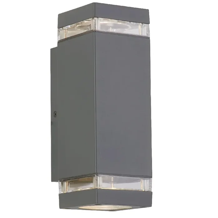 Anthracite Dark Grey Outdoor Modern Rectangular Up & Down Wall Light IP44