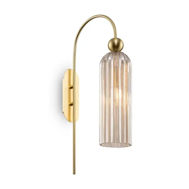 Antic Cognac Glass with Brushed Brass Wall Light