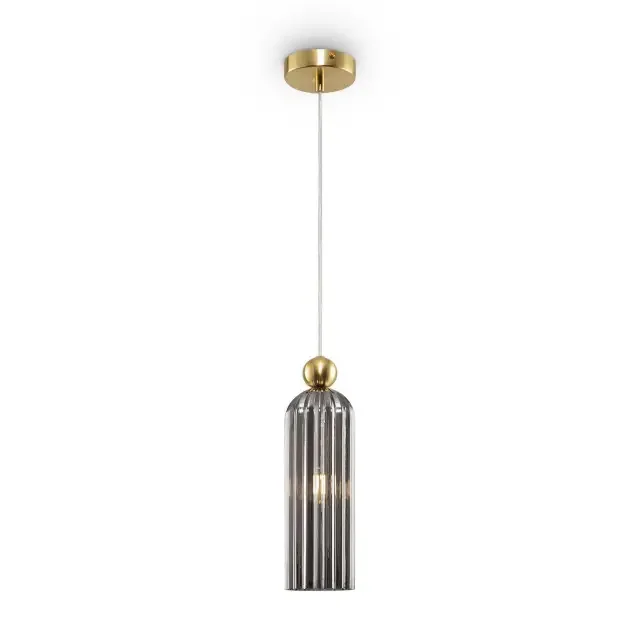 Antic Smoked Glass with Brushed Brass Pendant Light – Clearance