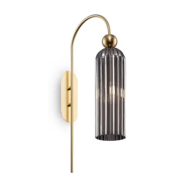 Antic Smoked Glass with Brushed Brass Wall Light