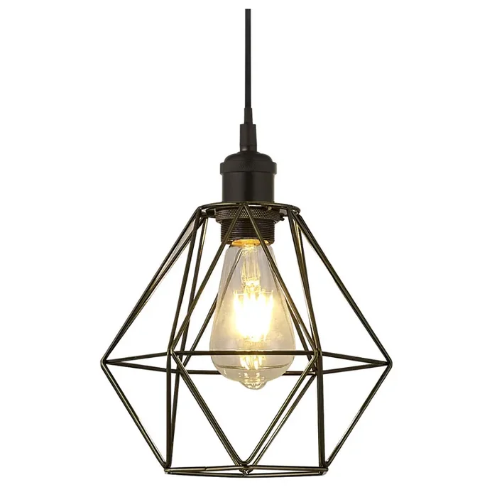 Antique Brass Retro Geometric Bird Cage Easy Fit Shade 22cm