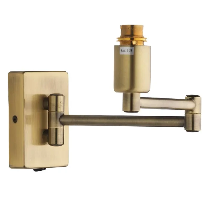 Antique Brass Vintage Switched Double Swing Arm Wall Light Bracket