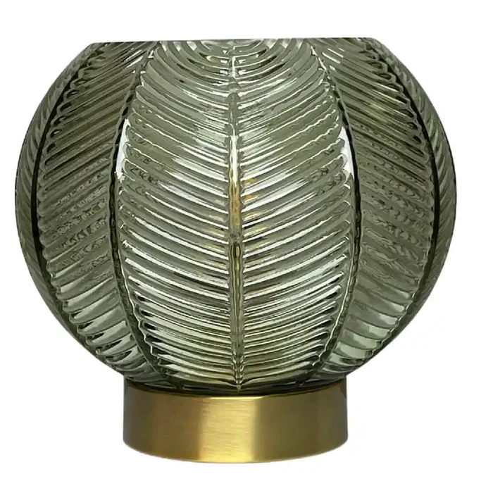 Antique Gold & Green Ribbed Glass Vintage Globe Table Lamp 20cm