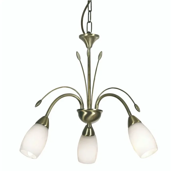 Antwerp 3 Light Pendant with Frosted Floral Style Glass E14 (Oaks 4316/3)