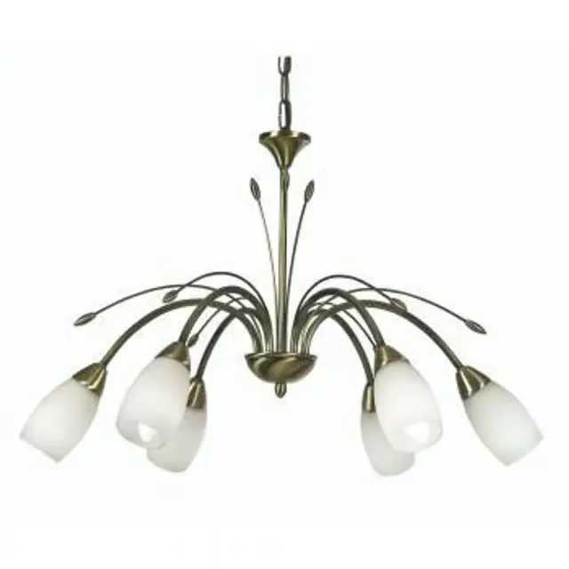 Antwerp 6 Light Antique Brass with Opal Diffuser Dual Mount Pendant Light