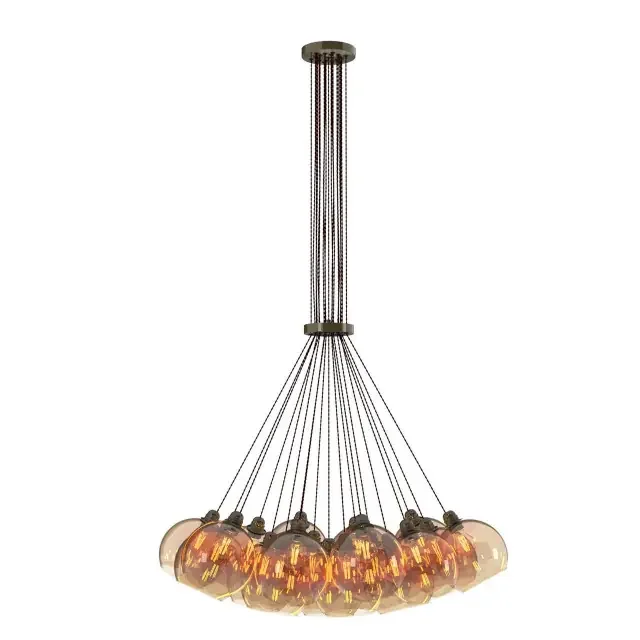 Apollo 19 Light Antique Brass with Amber Glass Pendant Light
