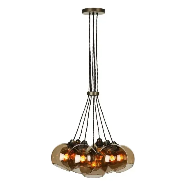 Apollo 7 Light Antique Brass with Amber Glass Pendant Light