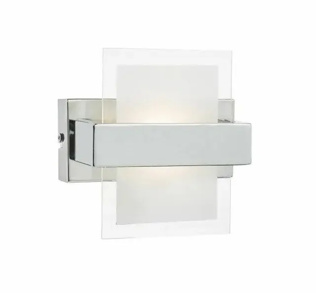 Apt Polished Chrome with Clear Edged White Glass LED Wall Light