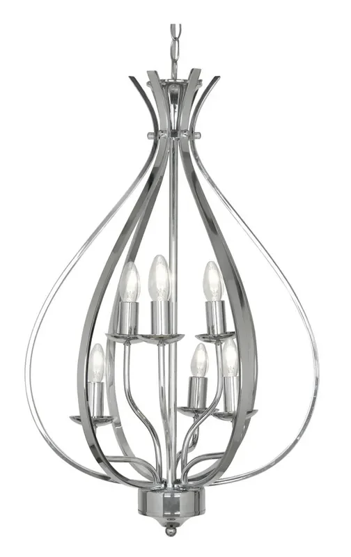 Araba 6 Light Lantern Pendant With Curving Candle Holders, 6 x E14 (Oaks 1309/6)