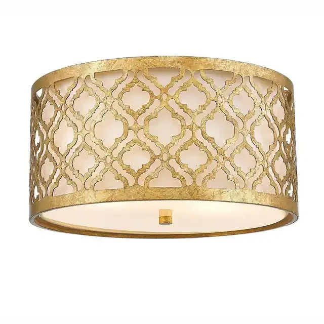 Arabella 2 Light Distressed Gold Flush Ceiling Light