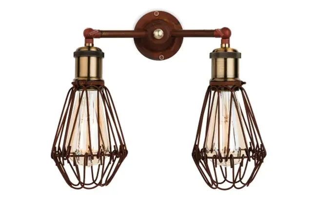 Arcade 2 Light Rustic Brown Adjustable Wall Light