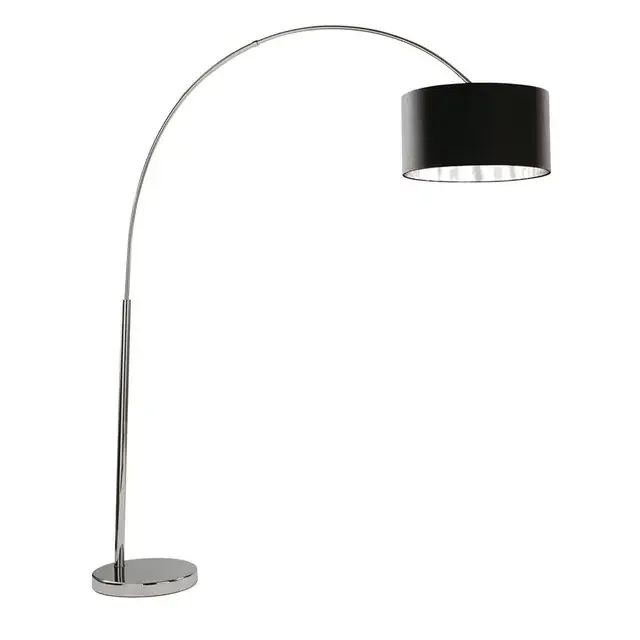Arcs Polished Chrome with Black Shade Floor Lamp