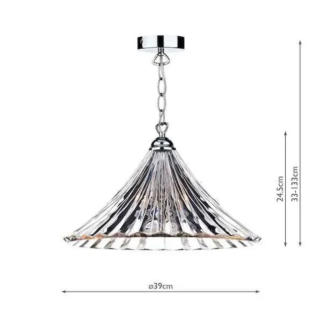 Ardeche Large Clear Glass Polished Chrome Pendant Light