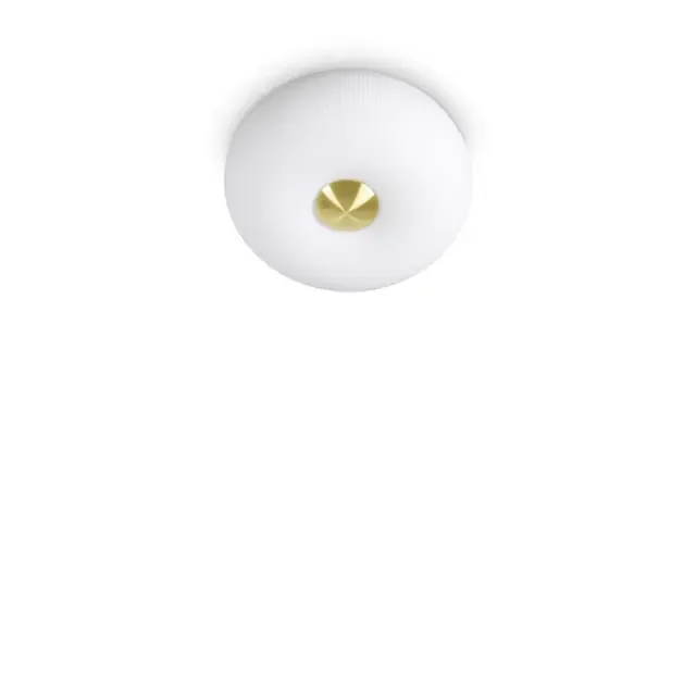 Arizona PL2 2 Light White with Satin Brass Flush Ceiling Light