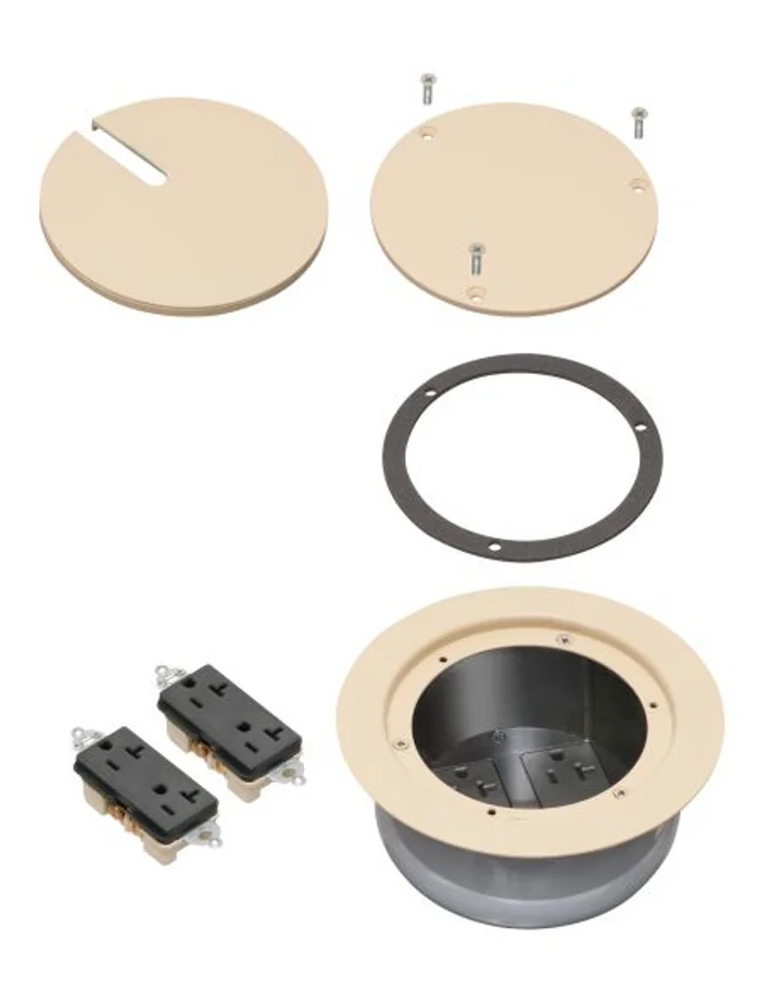 Arlington FLBC5570LA Recessed Cover Kit with Two Receptacles for New Concrete, Light Almond