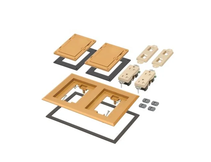 Arlington FLBC8520CA Two Gang Non-Metallic Cover Kit with Flip Lid Covers and 2 20A Receptacles, Caramel