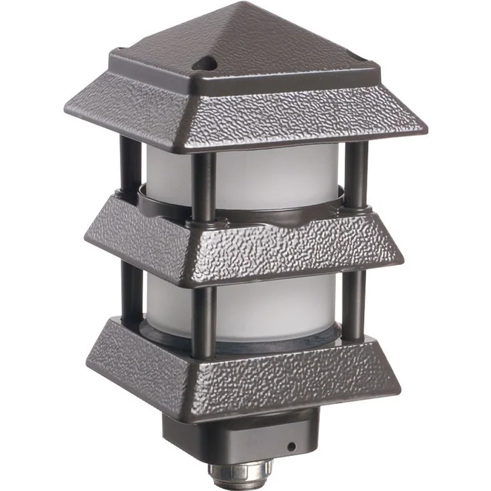 Arlington GPP60BR Gard-N-Post Pagoda Style 3-Wire Landscape Light Fixture with Short Louver, 40W Halogen/Incandescent or 14W Fluorescent, Bronze