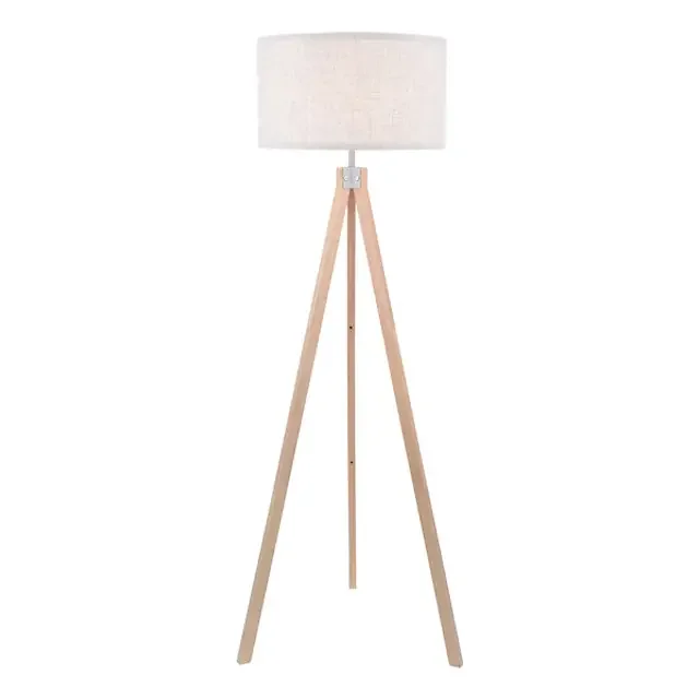 Armitage Light Wood with Shade Tripod Floor Lamp
