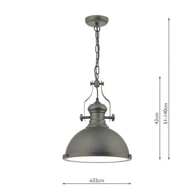 Arona Antique Pewter & Glass Industrial Metal Pendant light