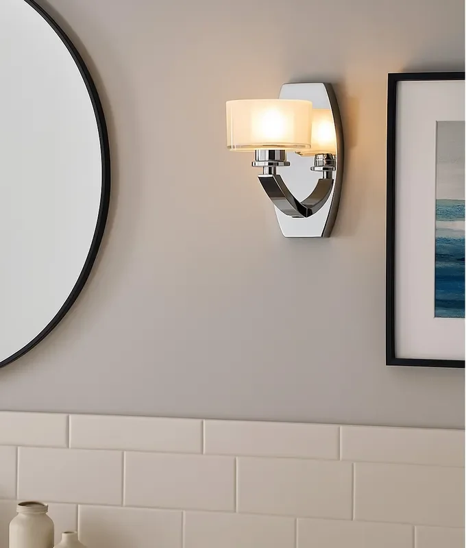 Art Deco Style Chrome Bathroom Wall Light IP44 Rated