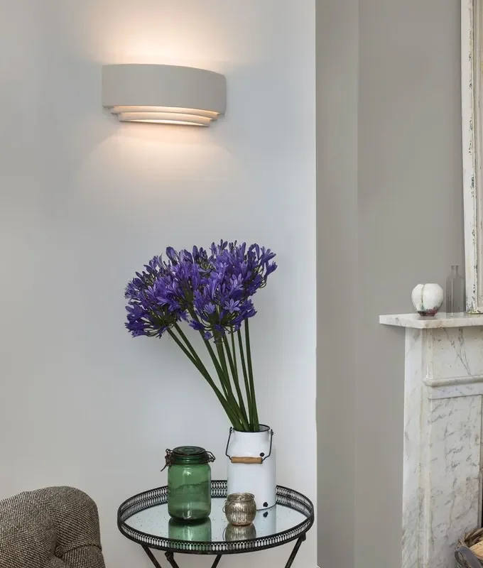 Art Deco Tiered Style Up & Down Wall Light in Unglazed ceramic