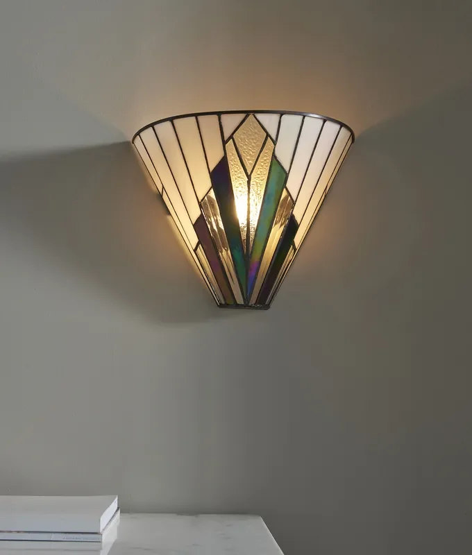 Art Deco Tiffany Glass Flush Wall Uplighter