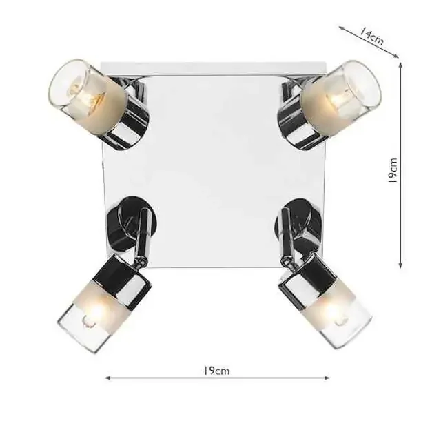 Artemis 4 Light Polished Chrome IP44 Ceiling Light Plate