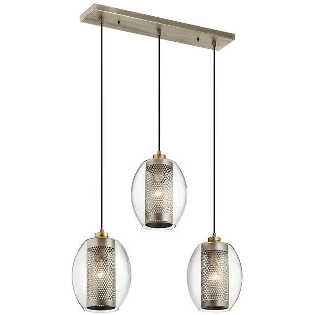 Asher 3 Light Antique Pewter Bar Pendant Light