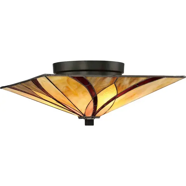 Asheville 2 Light Vintage Bronze Tiffany Flush Ceiling Light