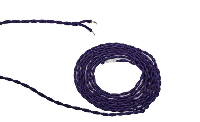 Ashmore 1m Purple Braided Twisted 2 Core 0.75mm Cable VDE Approved (qty ordered will be supplied as one continuous length)