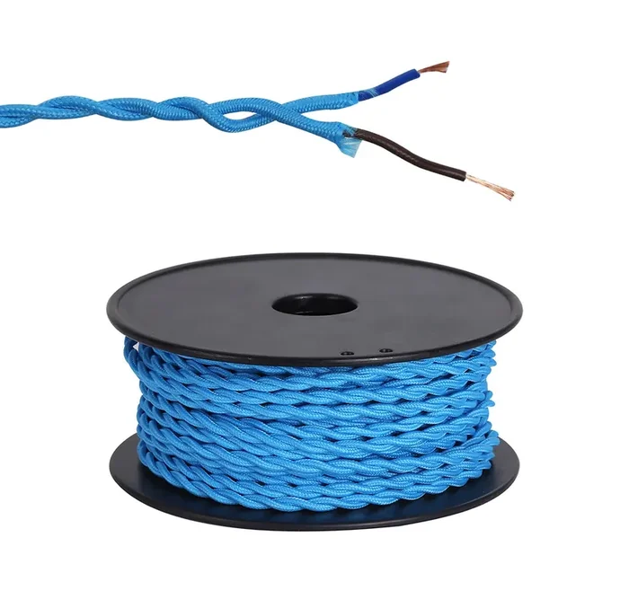 Ashmore 25m Roll Blue Braided Twisted 2 Core 0.75mm Cable VDE Approved