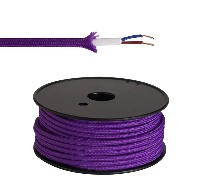 Ashmore 25m Roll Purple Braided 2 Core 0.75mm Cable VDE Approved