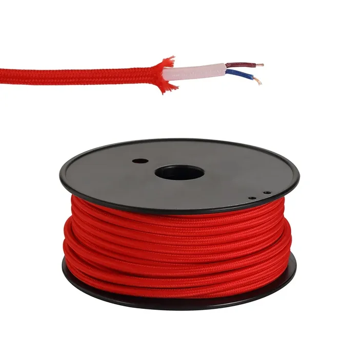 Ashmore 25m Roll Red Braided 2 Core 0.75mm Cable VDE Approved