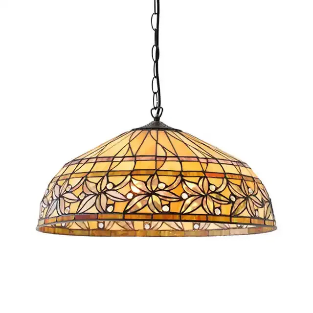 Ashtead 3 Light Dark Bronze Tiffany Pendant Light