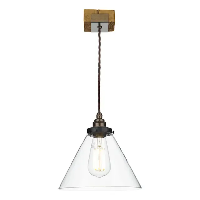 Aspen Wooden Effect Single Pendant Light