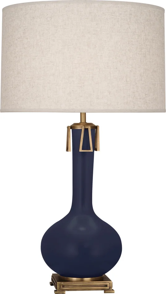 Athena One Light Table Lamp in Matte Midnight Blue Glazed Ceramic w/Aged Brass (165|MMB92)