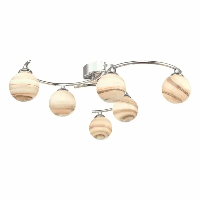 Atiya 6 Light Polished Chrome with Planet Style Glass Semi Flush Ceiling Light