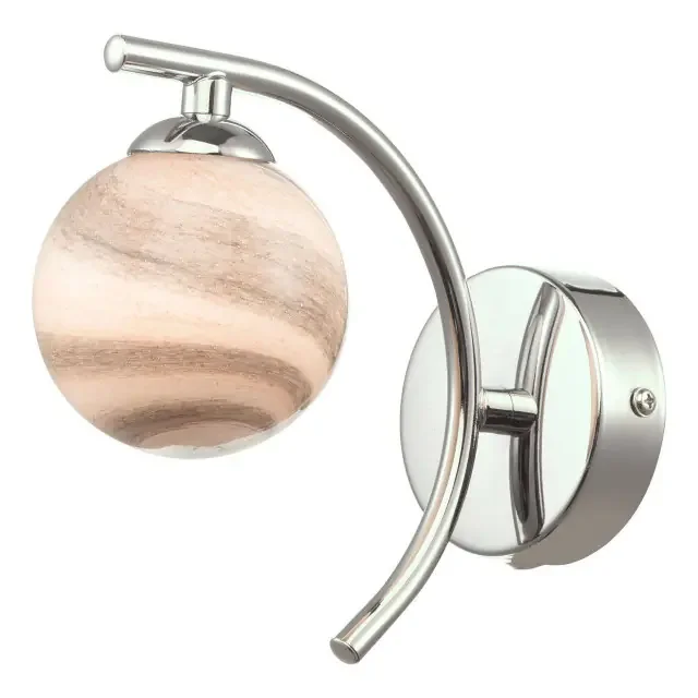Atiya Polished Chrome with Planet Style Glass Wall Light