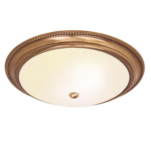 Atlas 2 Light Antique Brass with Opal Glass Flush Ceiling Light