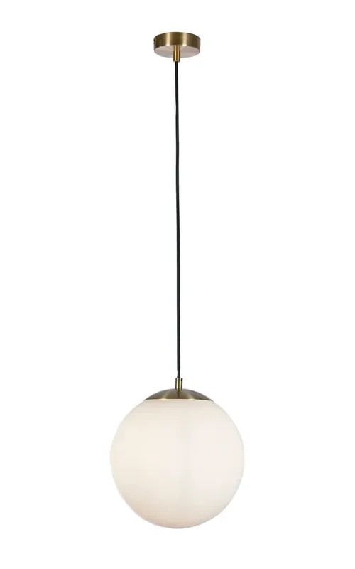 Atom II Satin Brass with Opal Globe 35cm Pendant Light