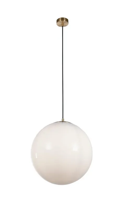 Atom II Satin Brass with Opal Globe 40cm Pendant Light