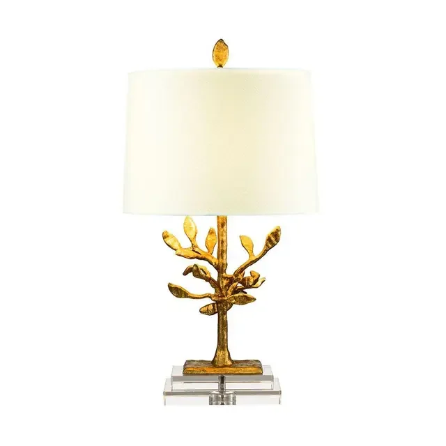 Audubon Park Distressed Gold with White Shade Table Lamp