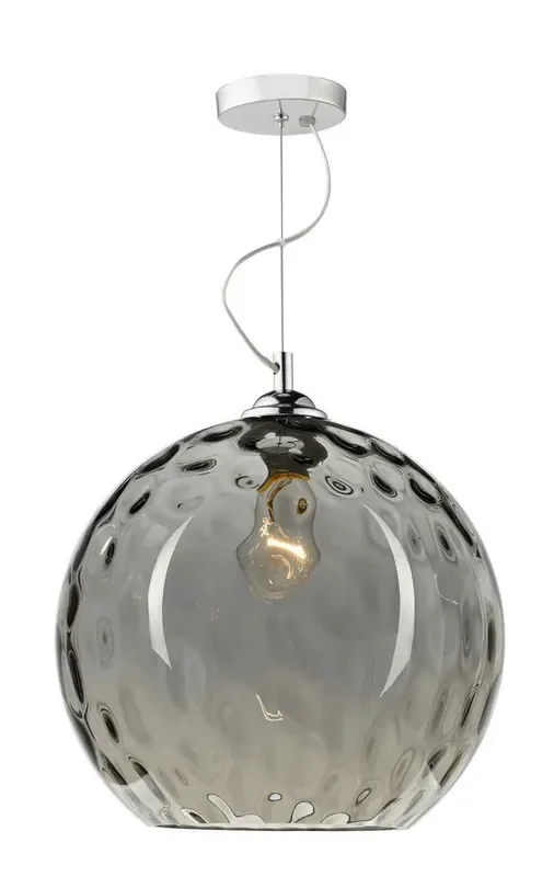 Aulax Silver Smoked Glass With Dimple Effect Pendant Light