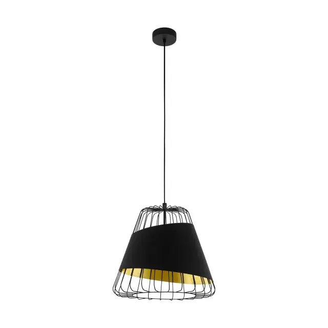 Austell Black with Black and Gold Fabric Medium Shade Pendant Light