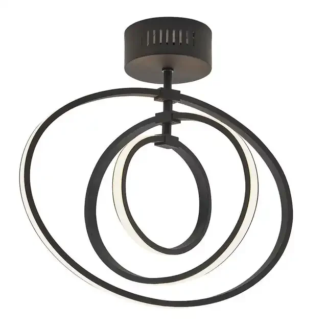 Avali Matt Black with White Diffuser Adjustable Semi-Flush Ceiling Light