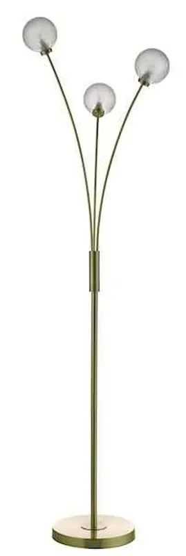 Avari 3 Light Satin Brass And Clear Frosted Glass Floor Lamp