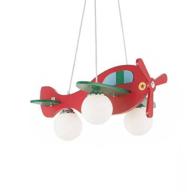 Avion SP3 3 Light Red Aeroplane with Opal Diffuser Pendant Light – Clearance