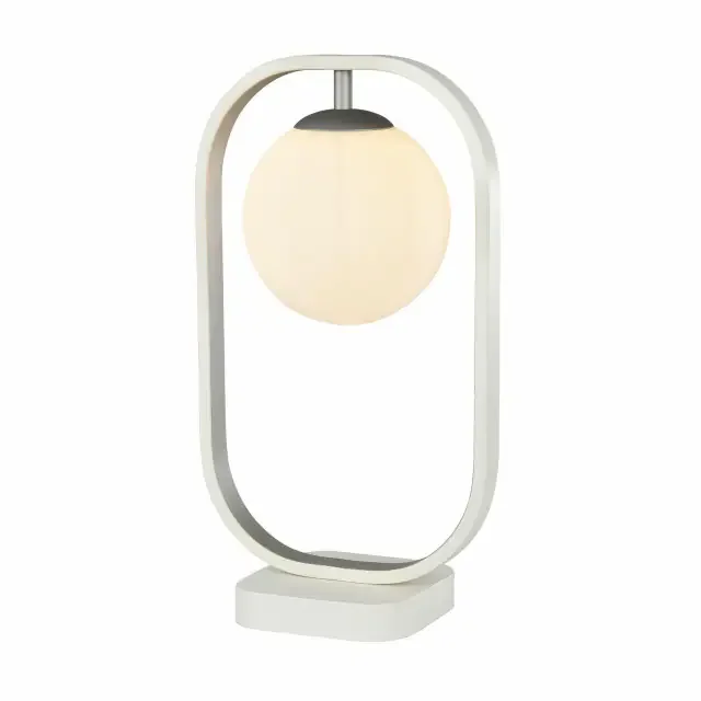 Avola Matt White with Silver and Opal Glass Table Lamp