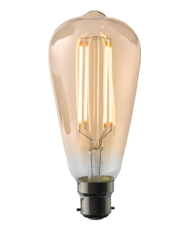 B22d 4w ST64 Amber Lamp – Squirrel Cage LED Filament – 440 Lumens