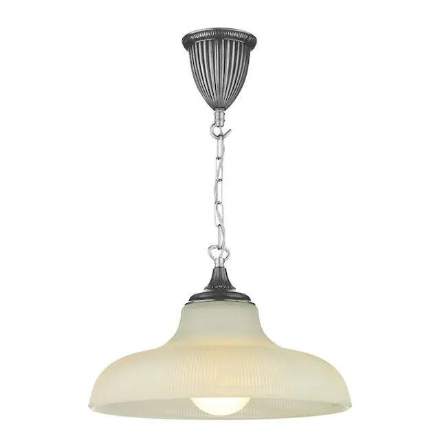 Badger Pewter with Alabaster Glass Single Pendant Light